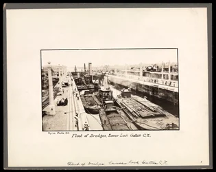 View of the Gatun Locks on the Panama Canal, during construction, 1912 or 1913